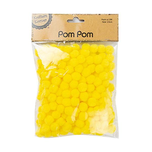 PomPom  15mm Yellow Pack 200